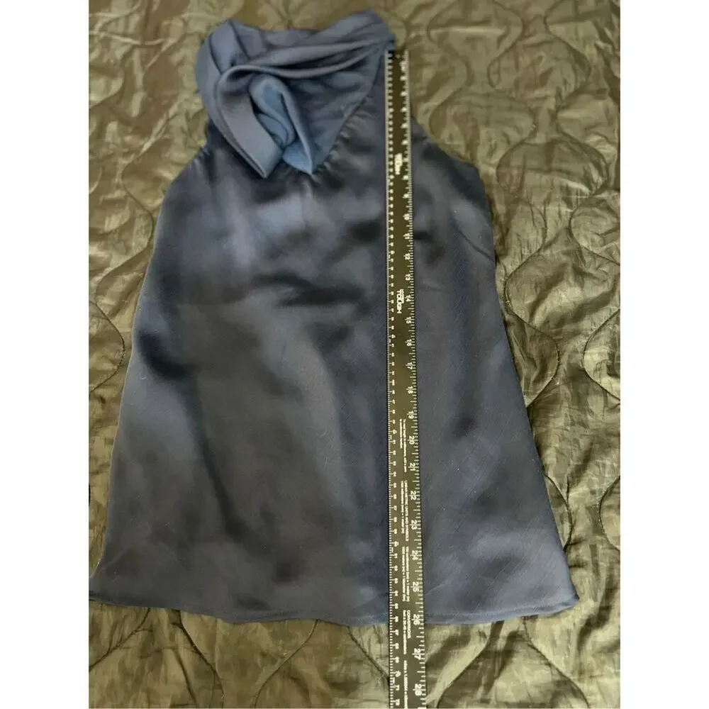 The Limited Tank Blouse Womens XS Navy Blue Cowl Neck Sleeveless Semi-sheer NWT - Picture 7 of 8